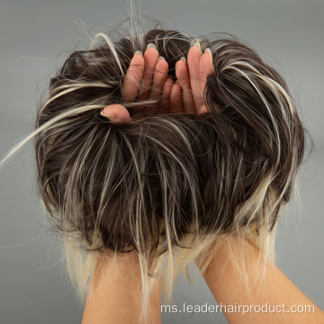 Messy Bun Dengan Jalur Elastik Scrunchies Donut Updo